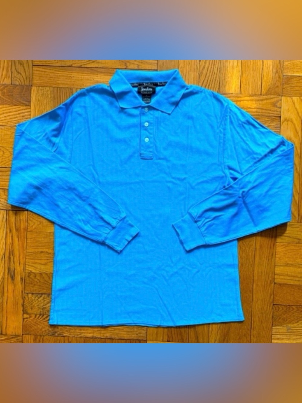 Neiman Marcus Long-Sleeve Polo in Bright Blue